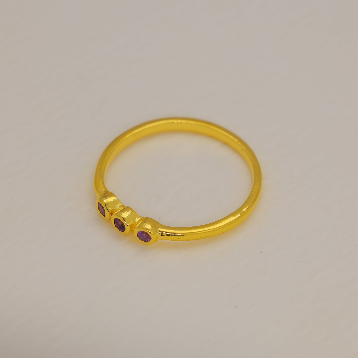 Amethyst Trio Ring in Gold Vermeil by MOA - view 2