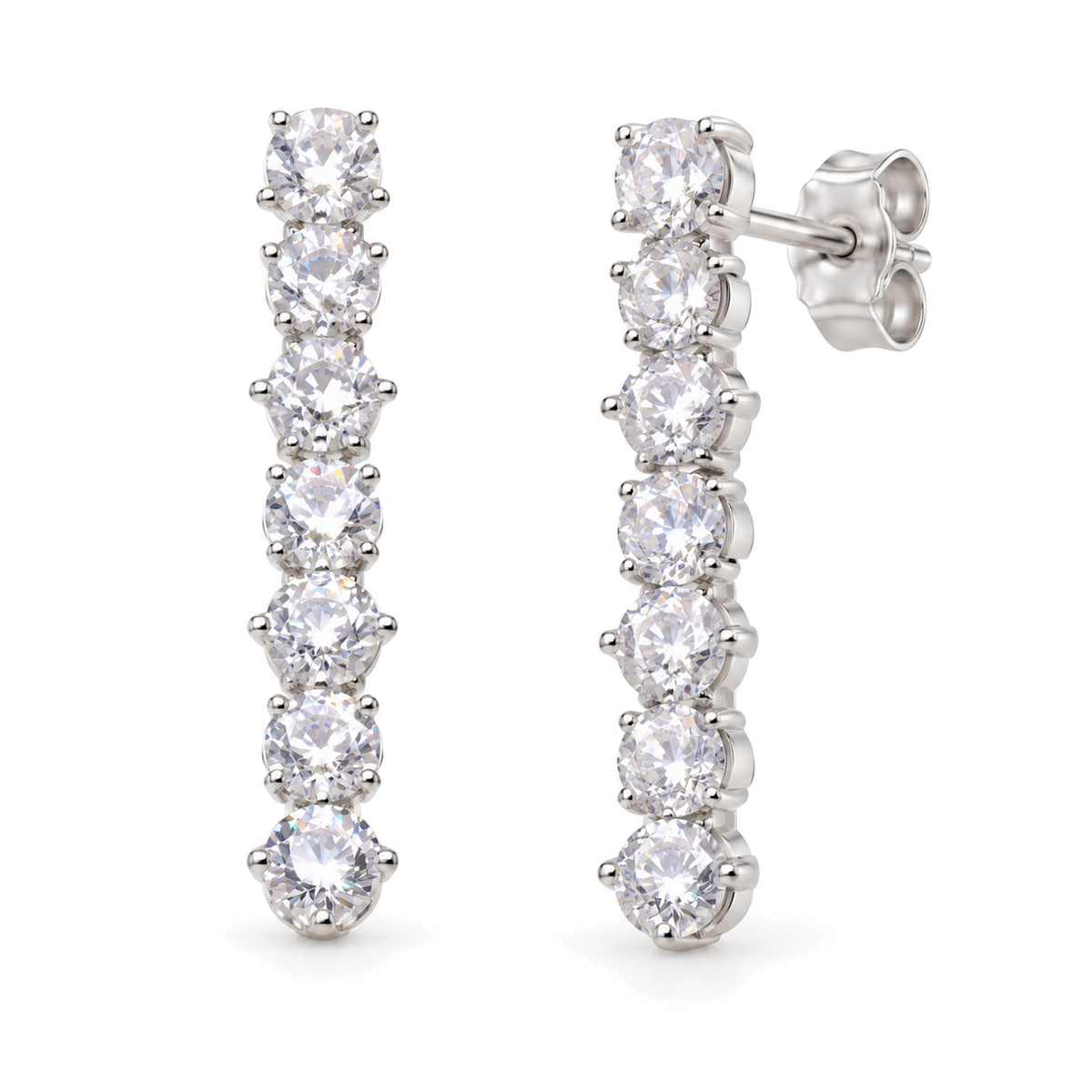 Annelise Pavé Line Earrings in 925 Sterling Silver - angled view
