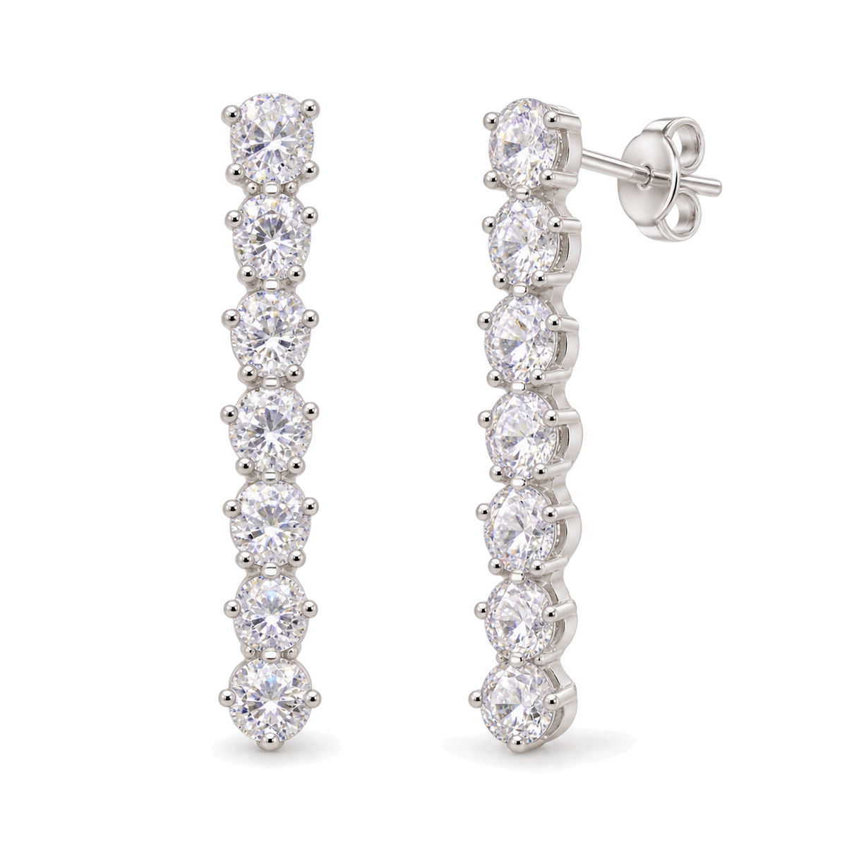 Annelise Pavé Line Earrings in 925 Sterling Silver - side detail view