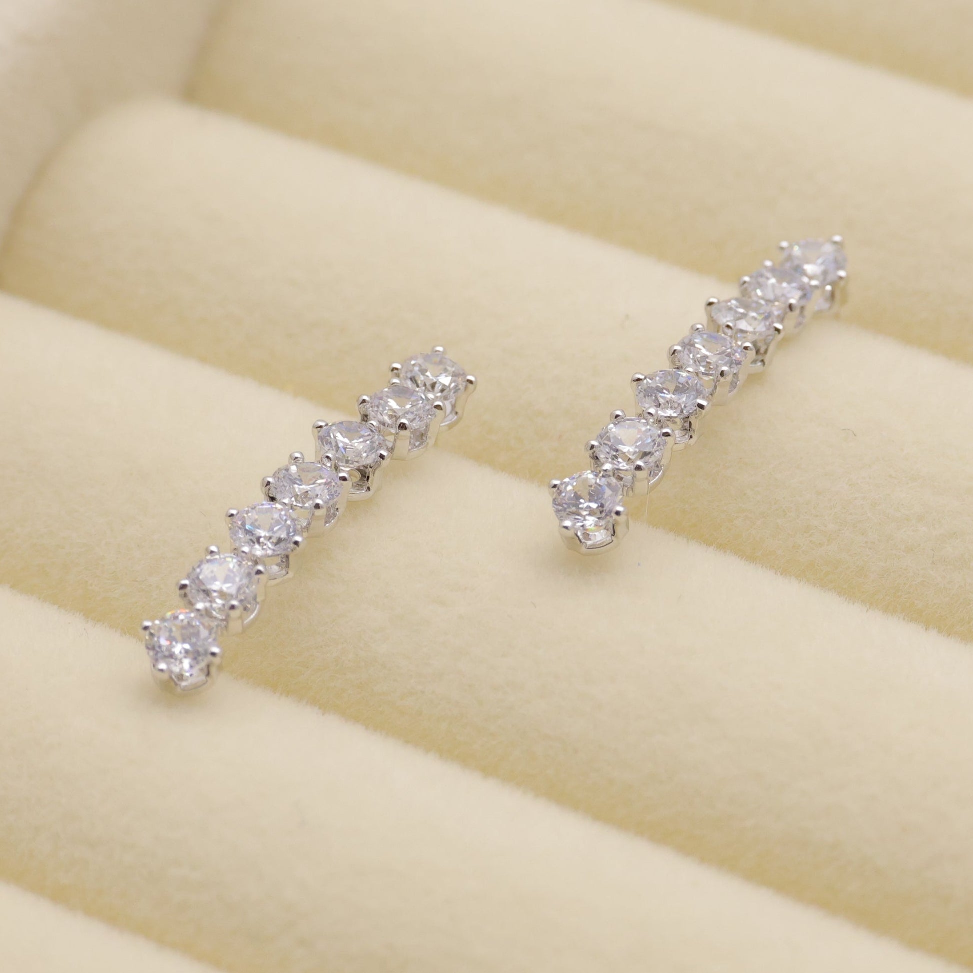 Annelise Pave Line Earrings in 925 Sterling Silver by MOA - view 1