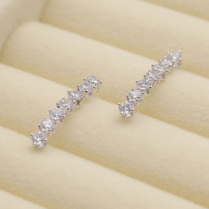 Annelise Pave Line Earrings in 925 Sterling Silver by MOA - view 1