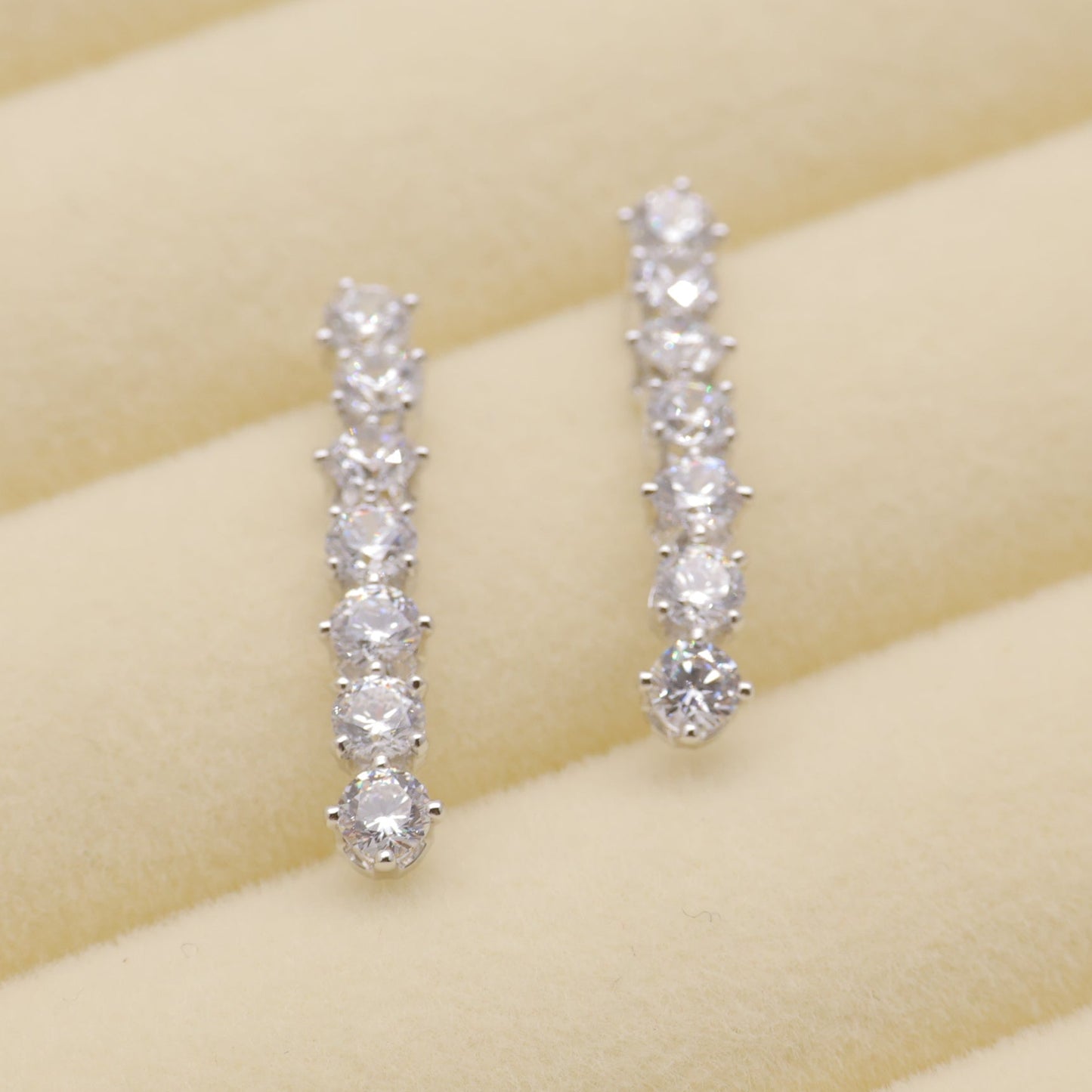 Annelise Pave Line Earrings in 925 Sterling Silver by MOA - view 2