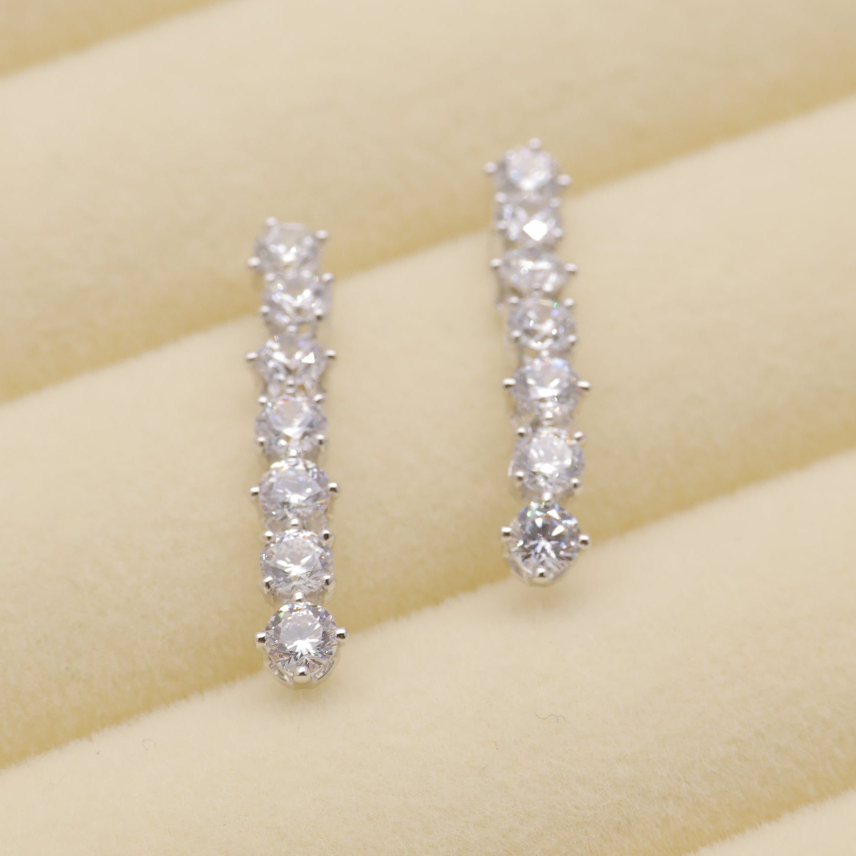 Annelise Pave Line Earrings in 925 Sterling Silver by MOA - view 2