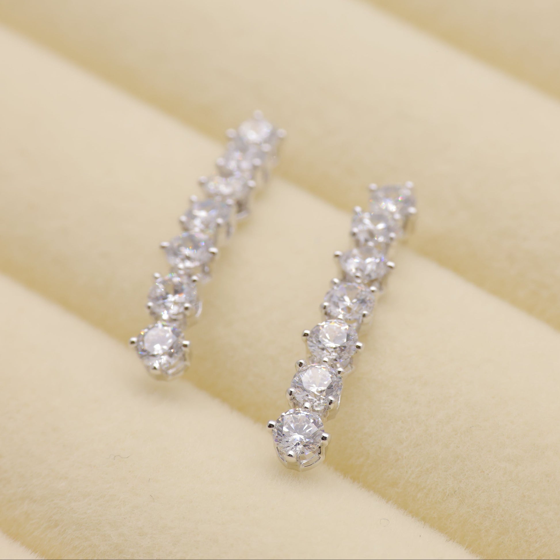 Annelise Pave Line Earrings in 925 Sterling Silver by MOA - view 3