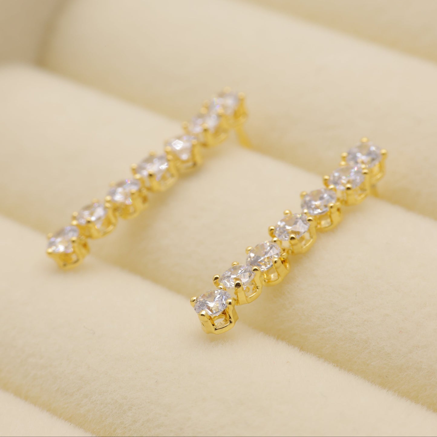 Annelise Pave Line Earrings in Gold Vermeil by MOA - view 1