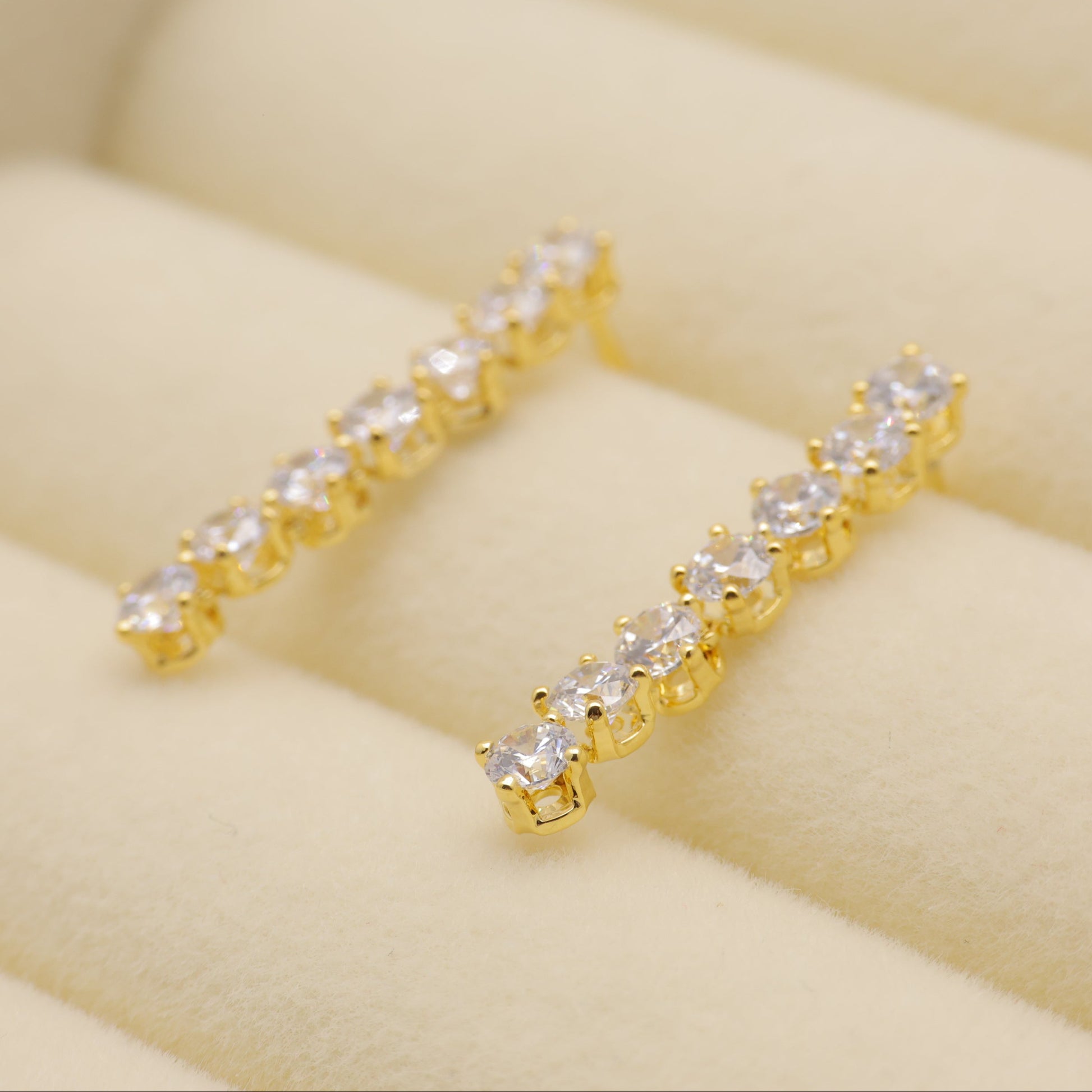 Annelise Pave Line Earrings in Gold Vermeil by MOA - view 1
