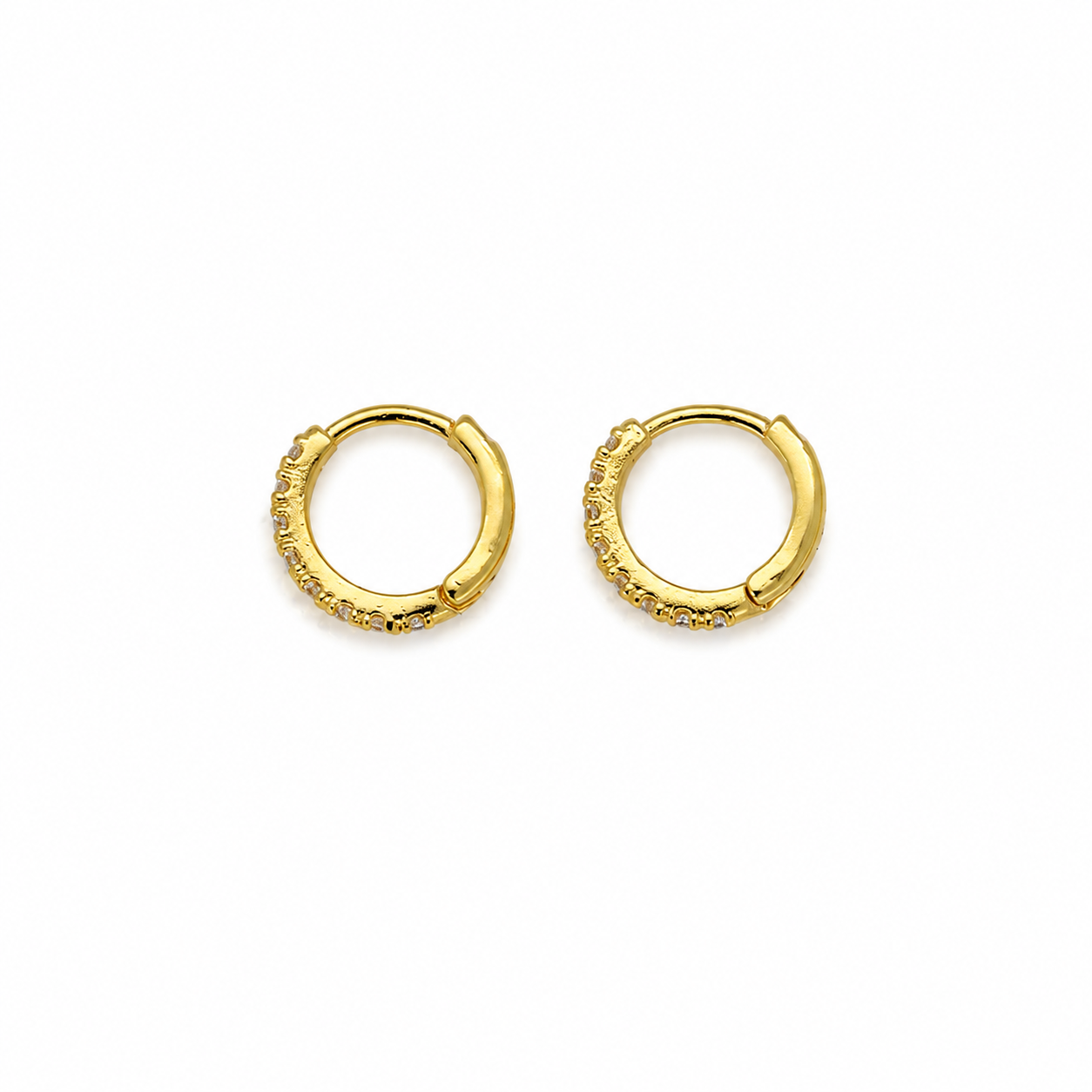 Apolline cubic zirconia huggie earrings in 18k gold vermeil, back view