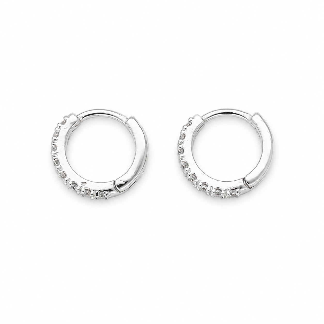 Apolline cubic zirconia huggie earrings in 925 sterling silver, back view
