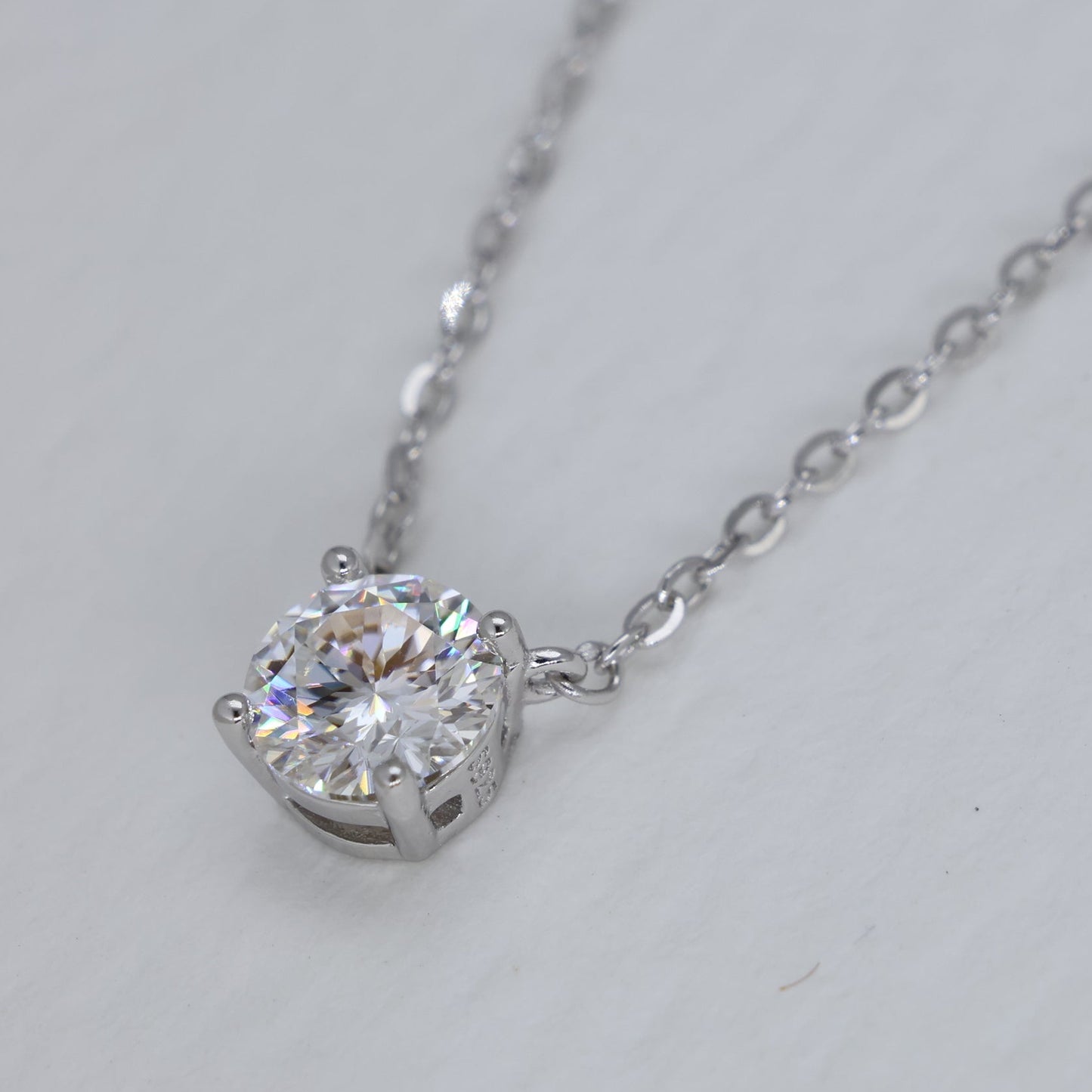 Aurelie Petite Solitaire Necklace in 925 Sterling Silver by MOA - view 2