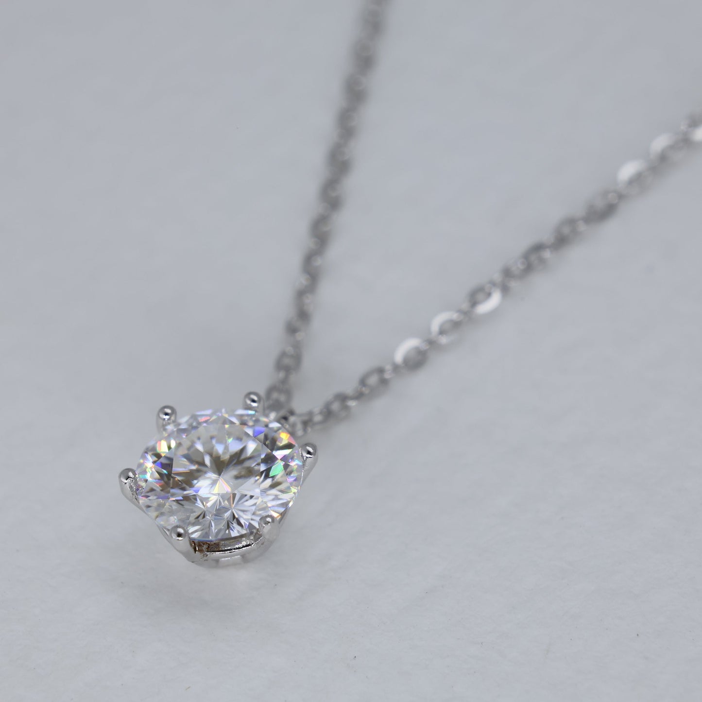 Aurelie Solitaire Necklace in 925 Sterling Silver by MOA - view 2