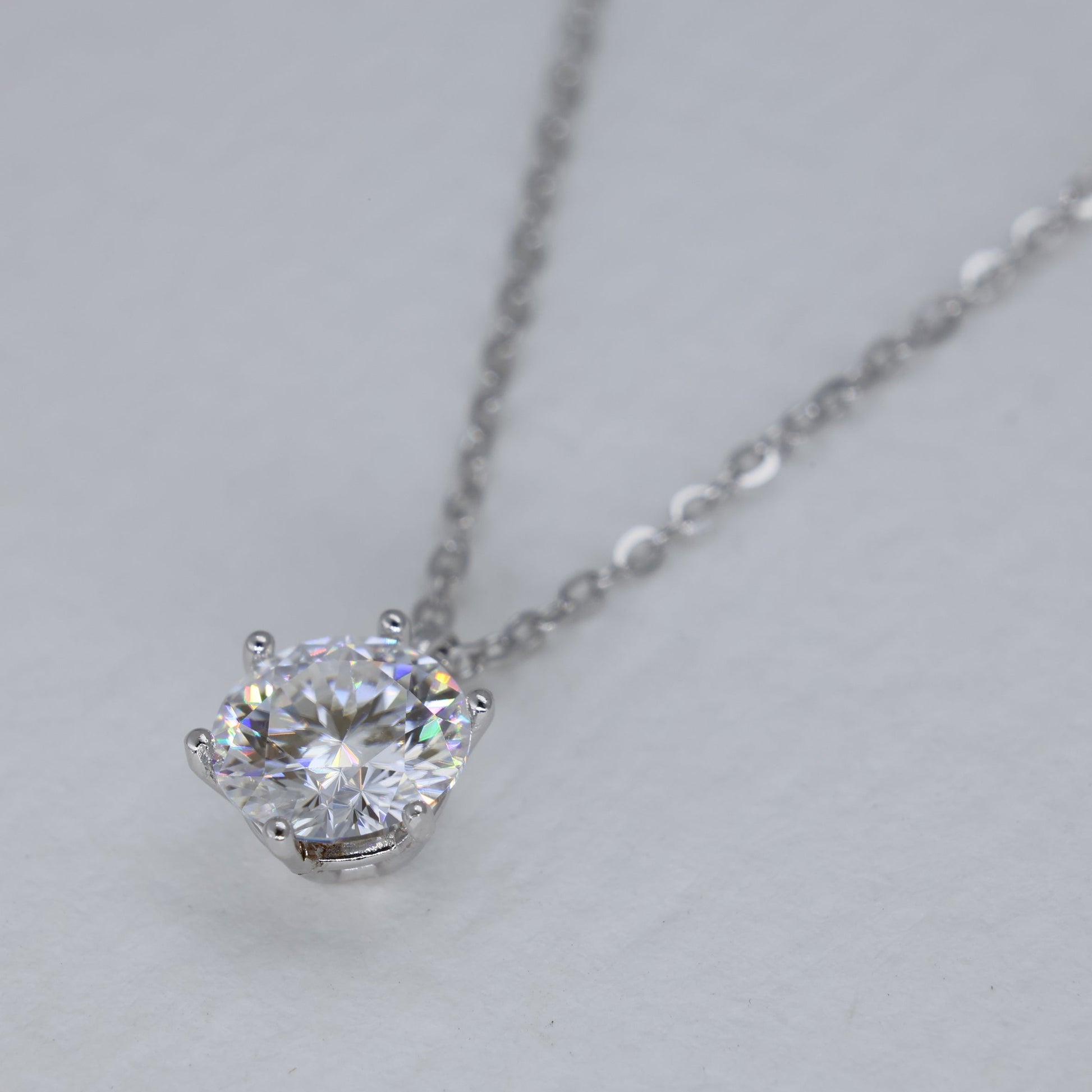 Aurelie Solitaire Necklace in 925 Sterling Silver by MOA - view 2