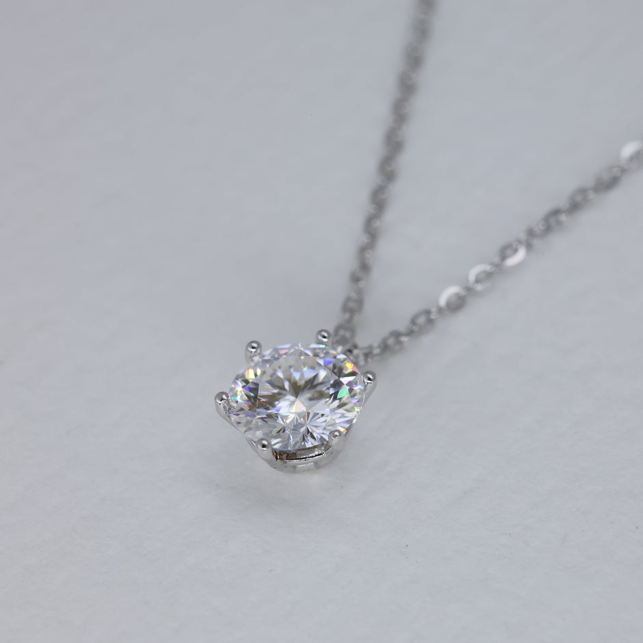 Aurelie Solitaire Necklace in 925 Sterling Silver by MOA - view 2