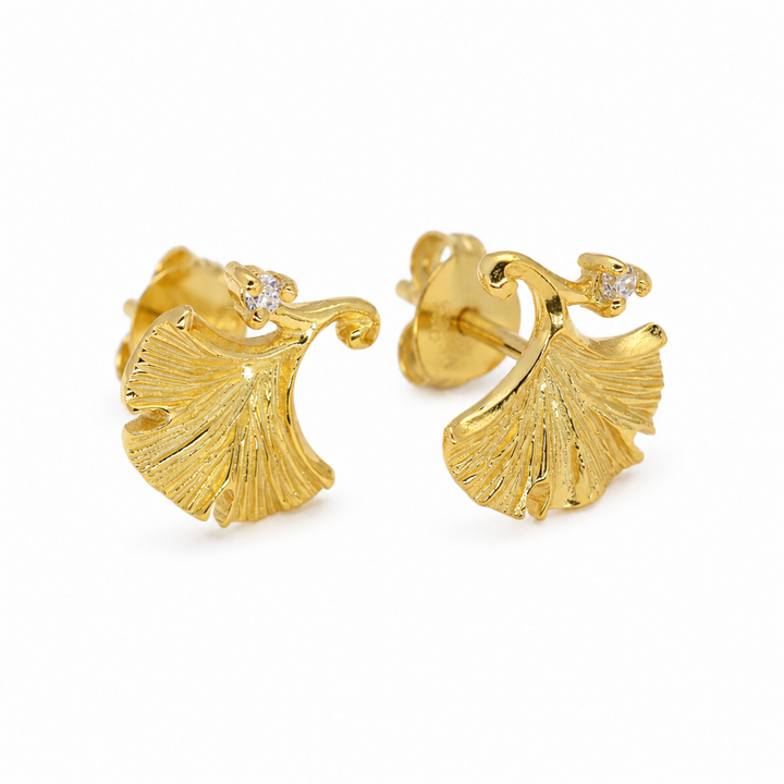 Aurélïne Ginkgo Stud Earrings in 18K Gold over 925 Silver by MOA - view 1