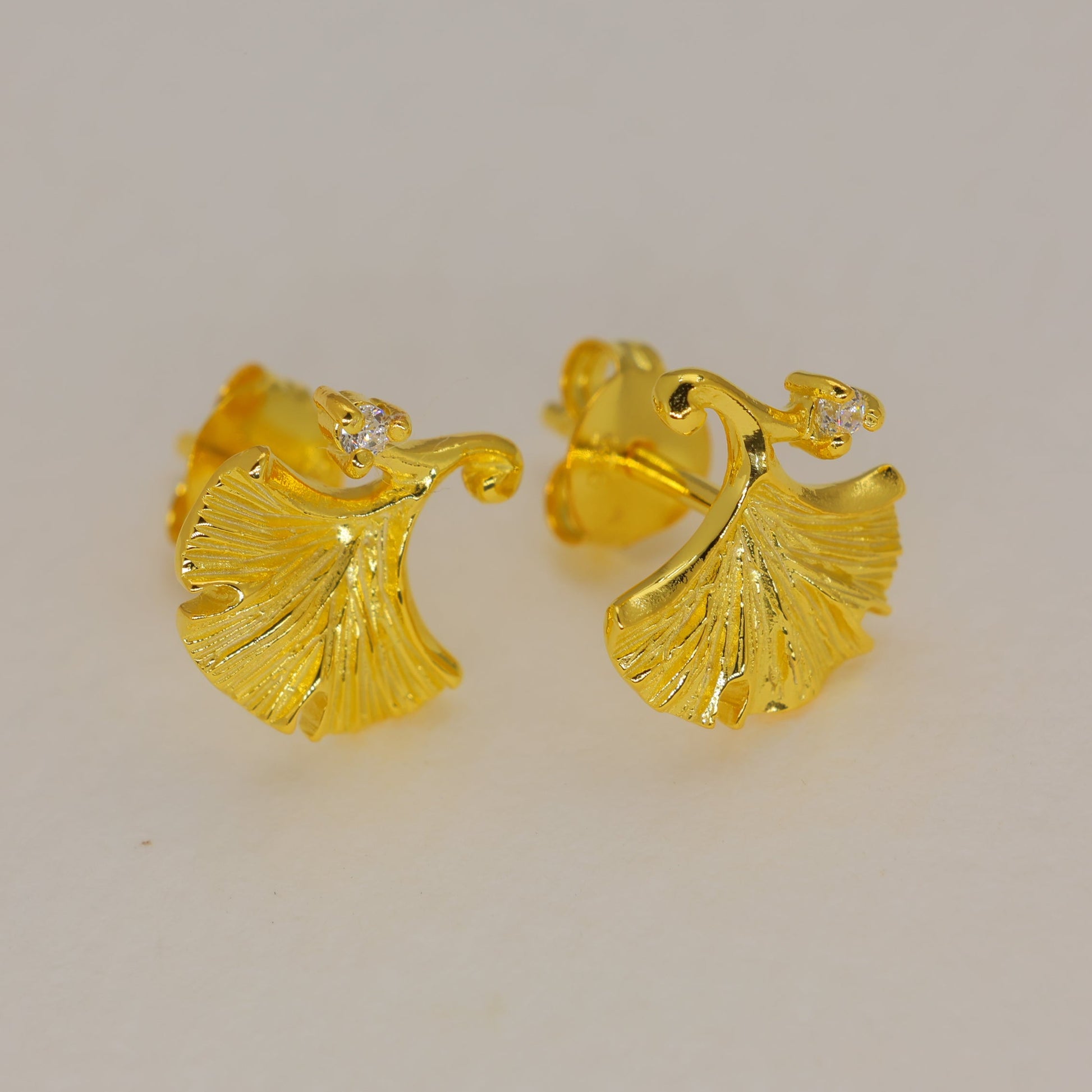 Aureline Ginkgo Stud Earrings in 18K Gold over 925 Silver by MOA - view 1