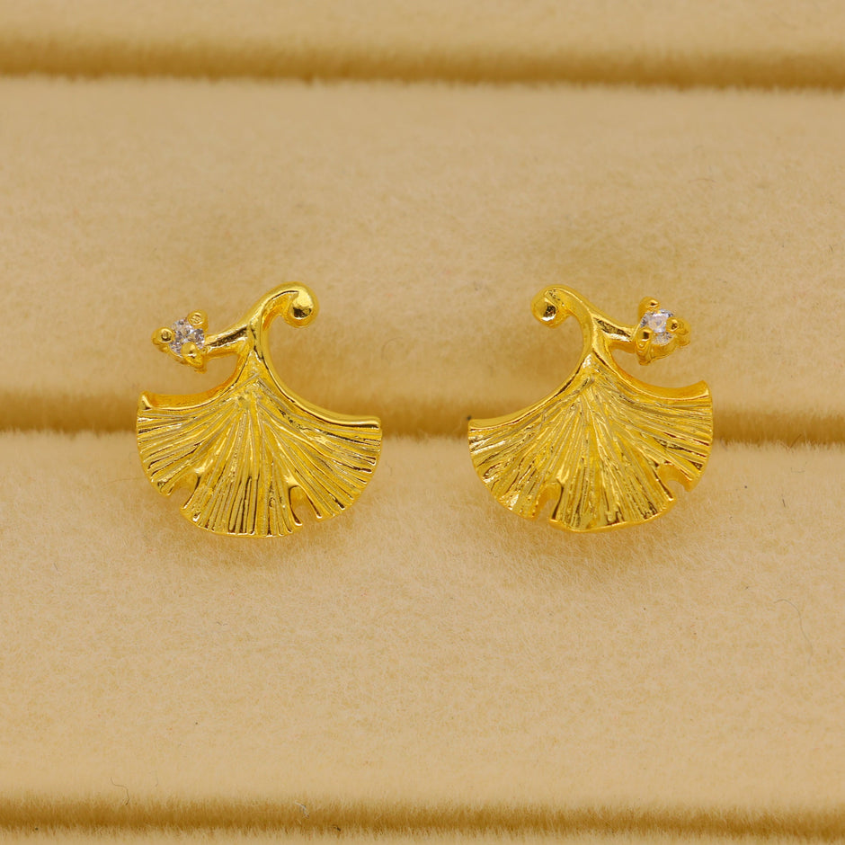 Aureline Ginkgo Stud Earrings in 18K Gold over 925 Silver by MOA - view 2