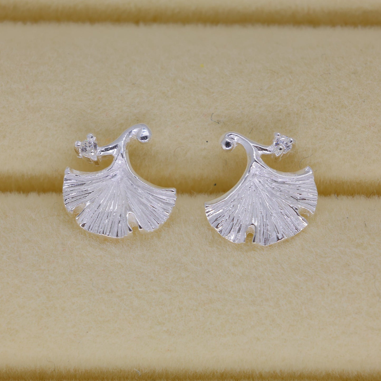 Aureline Ginkgo Stud Earrings in 925 Sterling Silver by MOA - view 1