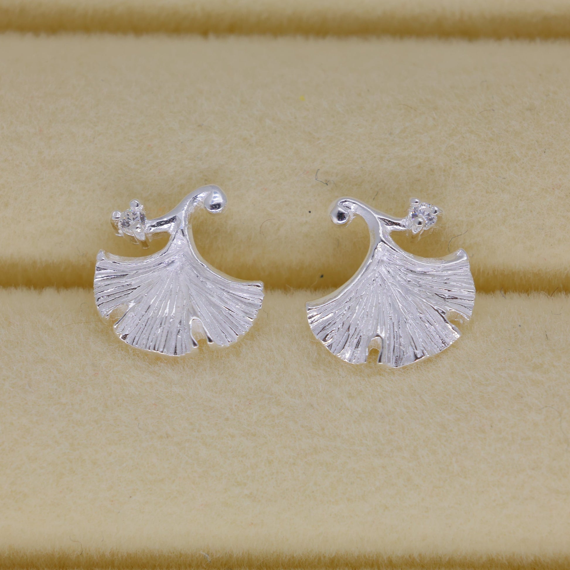 Aureline Ginkgo Stud Earrings in 925 Sterling Silver by MOA - view 1