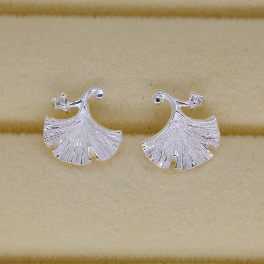 Aureline Ginkgo Stud Earrings in 925 Sterling Silver by MOA - view 1