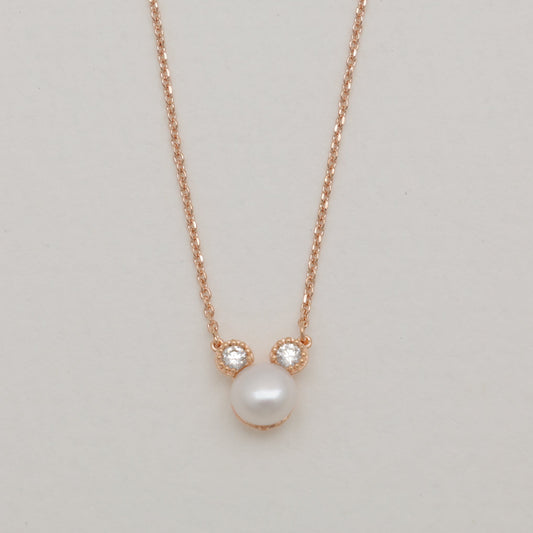 Auriane Pearl Necklace in Rose Gold by MOA - view 1