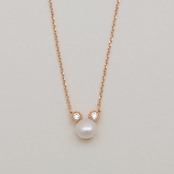 Auriane Pearl Necklace in Rose Gold by MOA - view 1