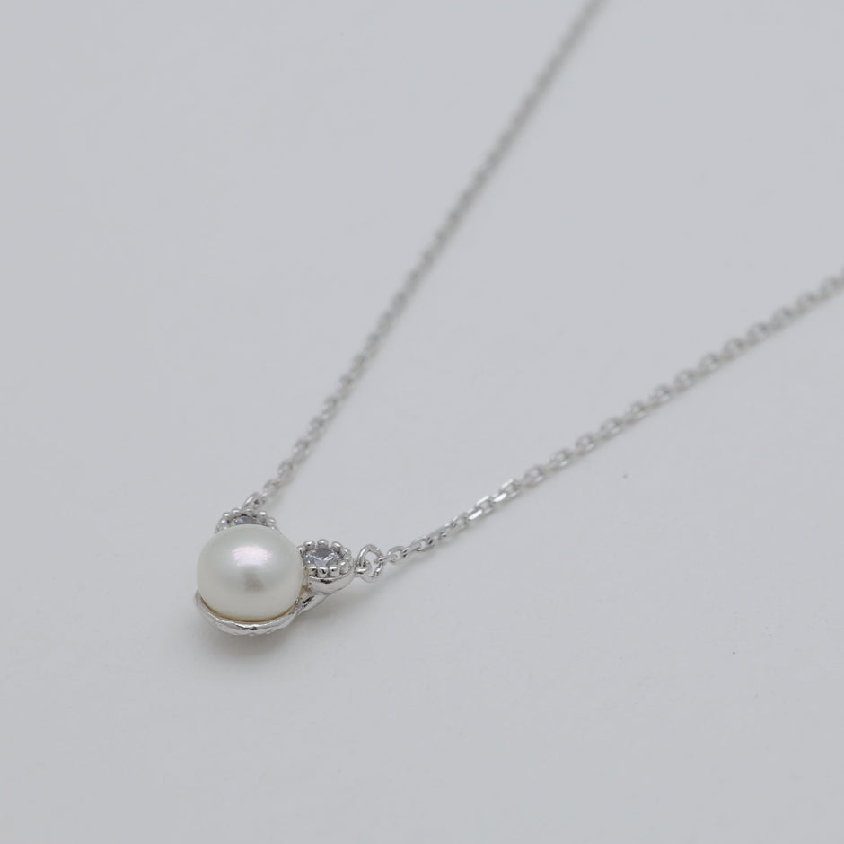 Auriane Pearl Necklace in Sterling Silver by MOA - view 2