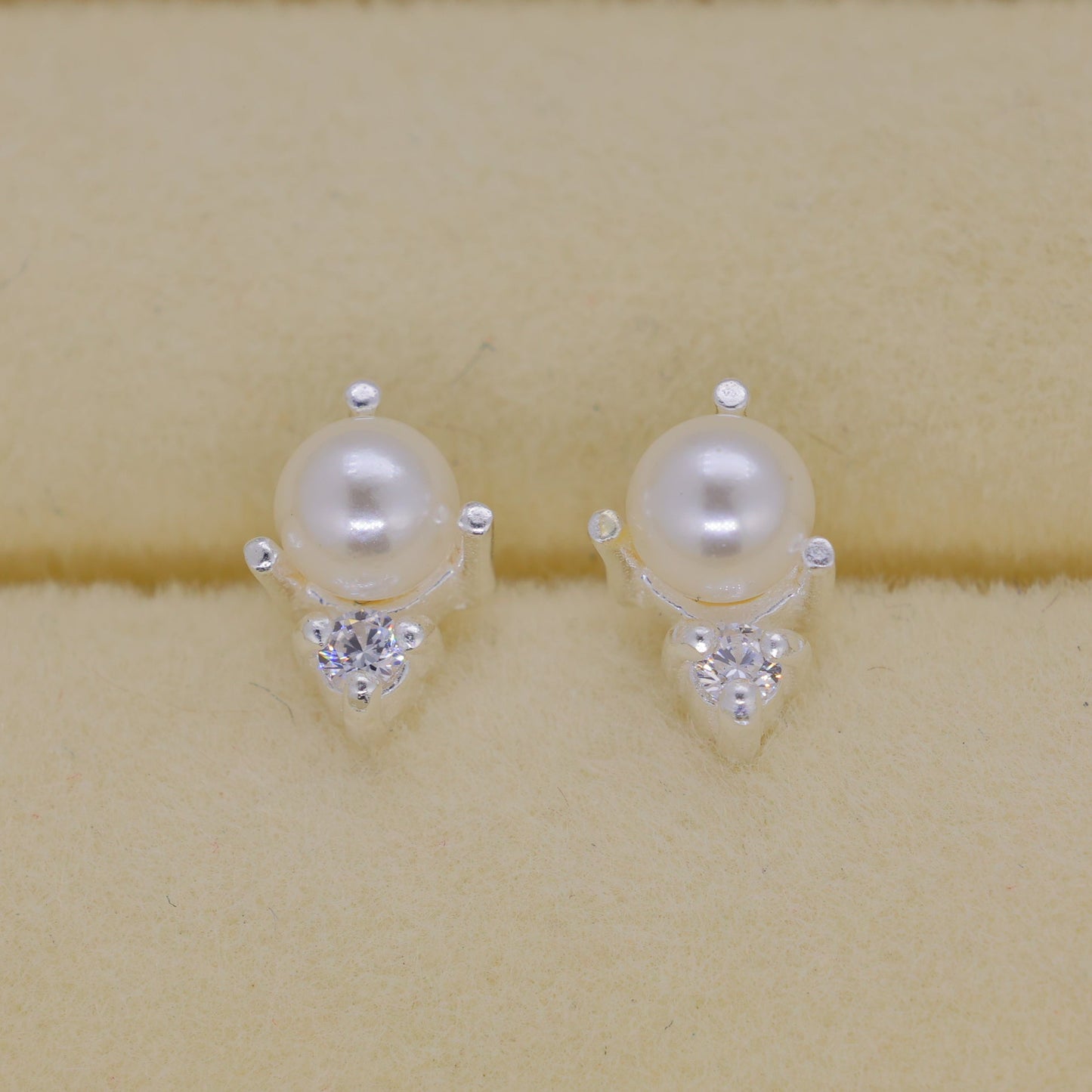 Aurine Crystal Stud Earrings in 925 Sterling Silver by MOA - view 2