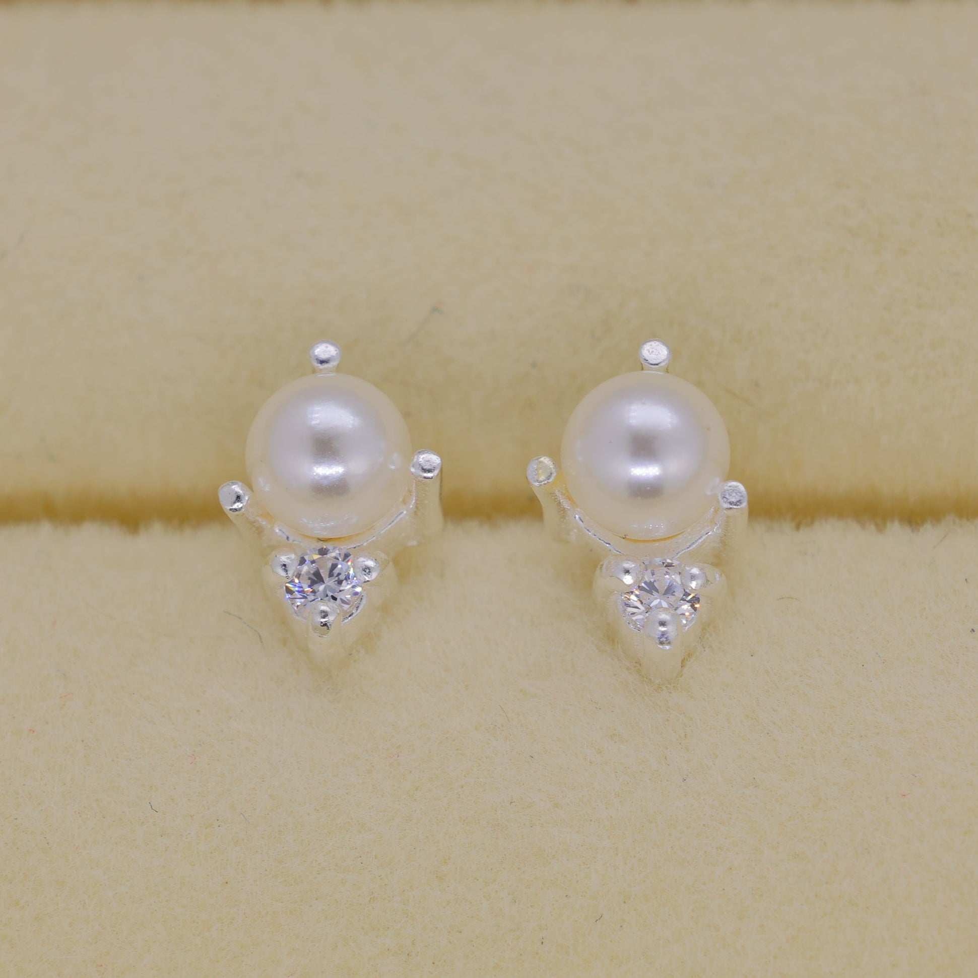 Aurine Crystal Stud Earrings in 925 Sterling Silver by MOA - view 2