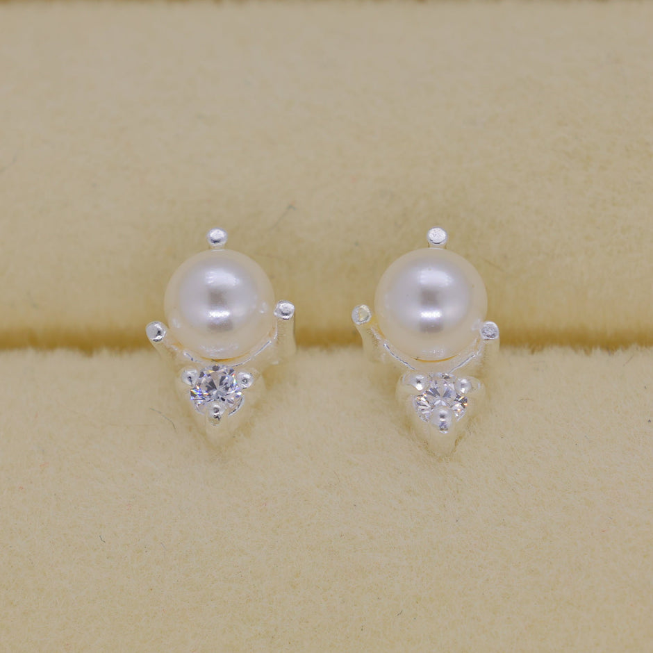 Aurine Crystal Stud Earrings in 925 Sterling Silver by MOA - view 2