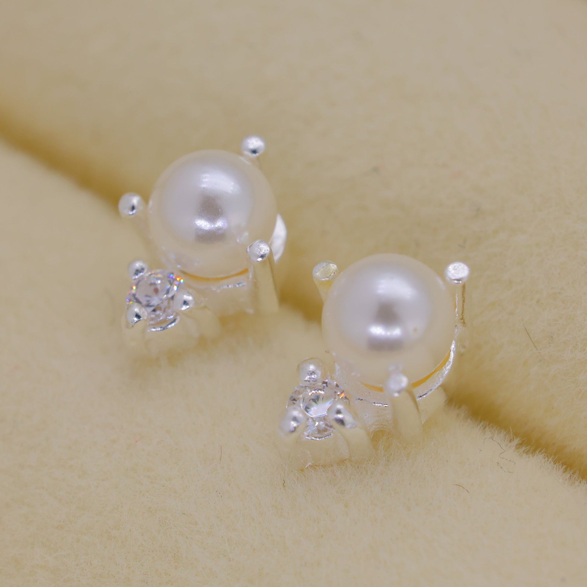 Aurine Crystal Stud Earrings in 925 Sterling Silver by MOA - view 3