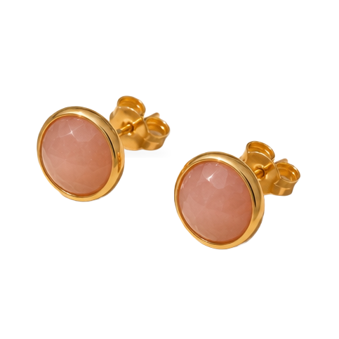 Aurore Peach Moonstone Stud Earrings in Gold Vermeil — angle