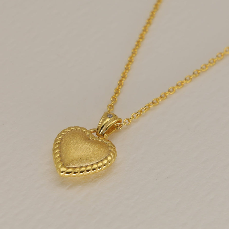 Aveline Textured Heart Necklace 24K Gold by MOA - view 2