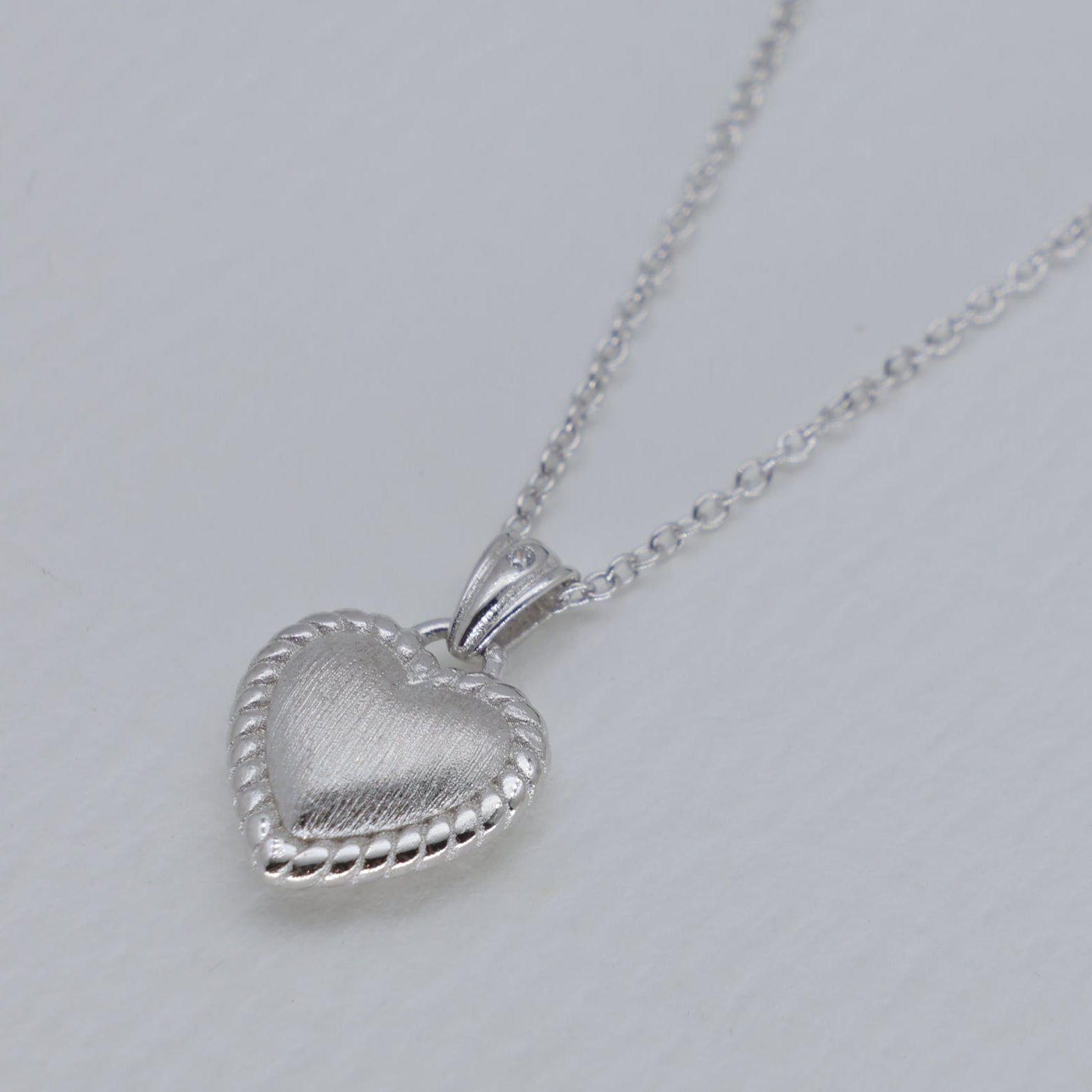 Aveline Textured Heart Necklace in 925 Sterling Silver by MOA - view 2