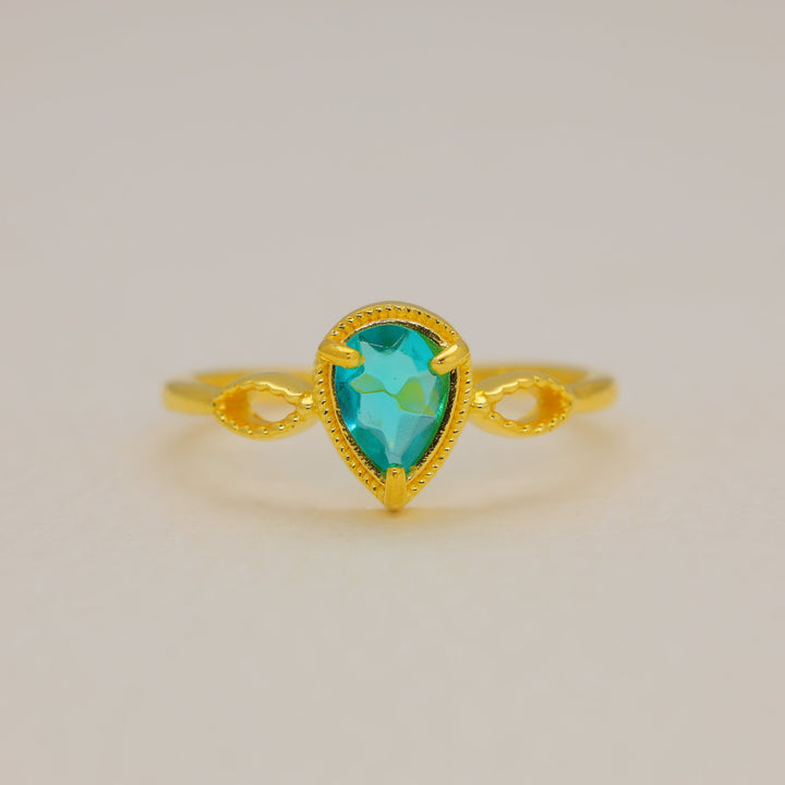 Avenel Labradorite Teardrop Ring in Gold Vermeil by MOA - view 1