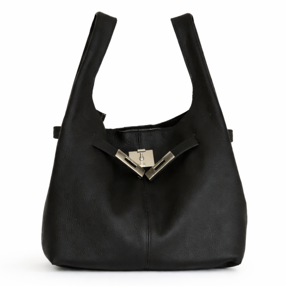 Avielle Leather Hobo Bag in Black