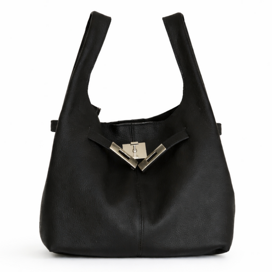 Avielle Leather Hobo Bag in Black