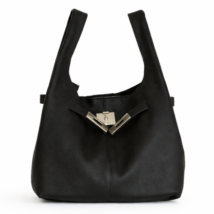 Avielle Leather Hobo Bag in Black