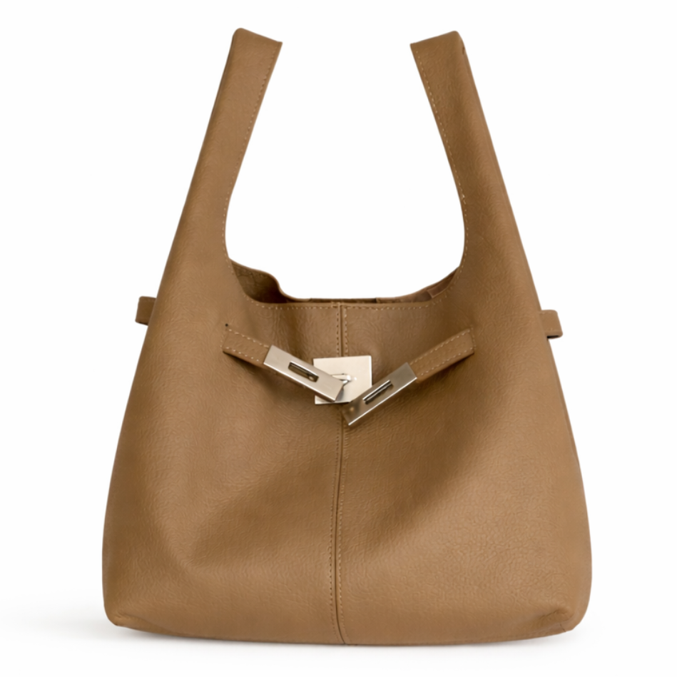 Avielle Leather Hobo Bag in Grey