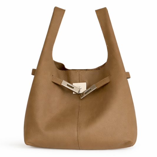 Avielle Leather Hobo Bag in Grey