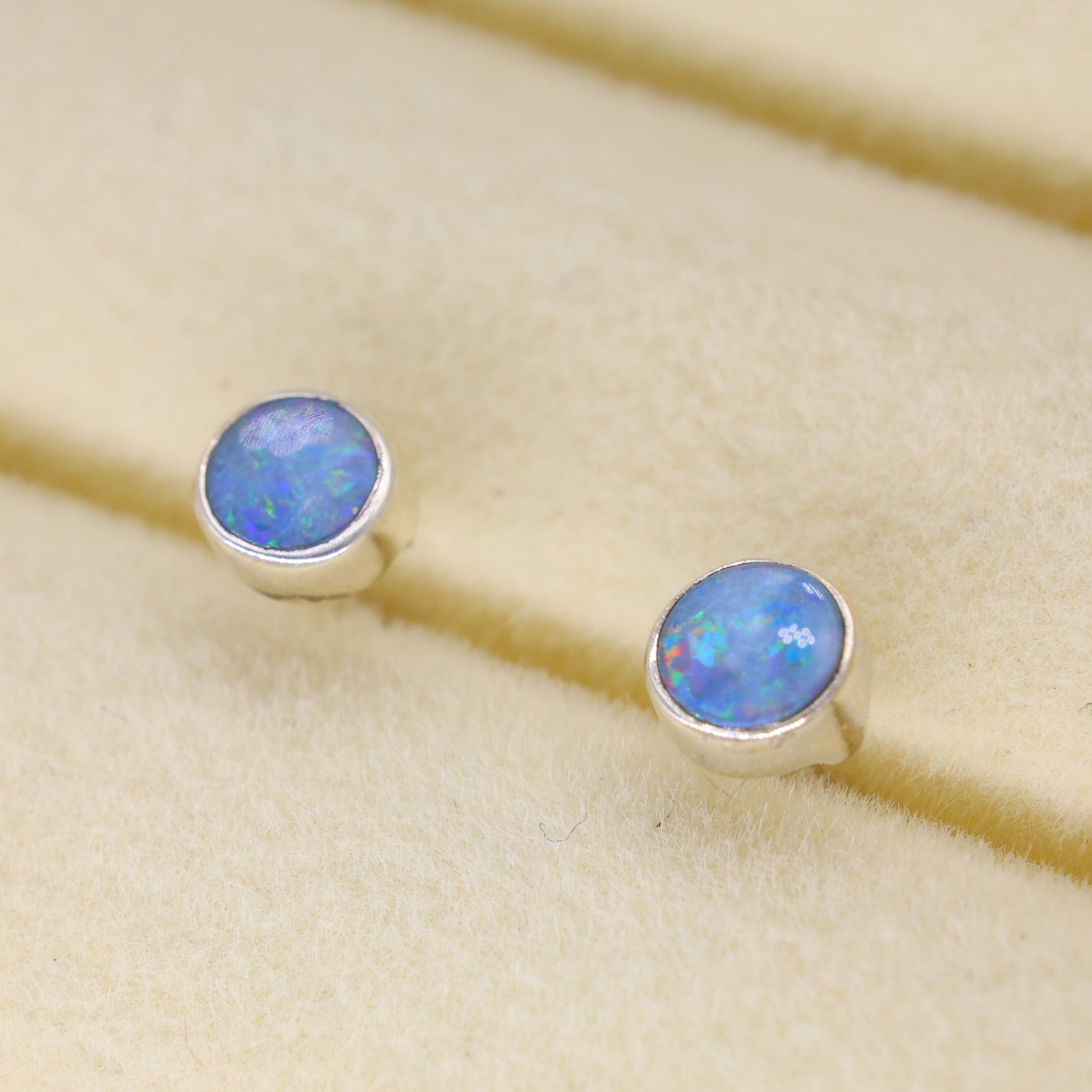 Azelie Opal Stud Earrings in 925 Sterling Silver by MOA - view 2