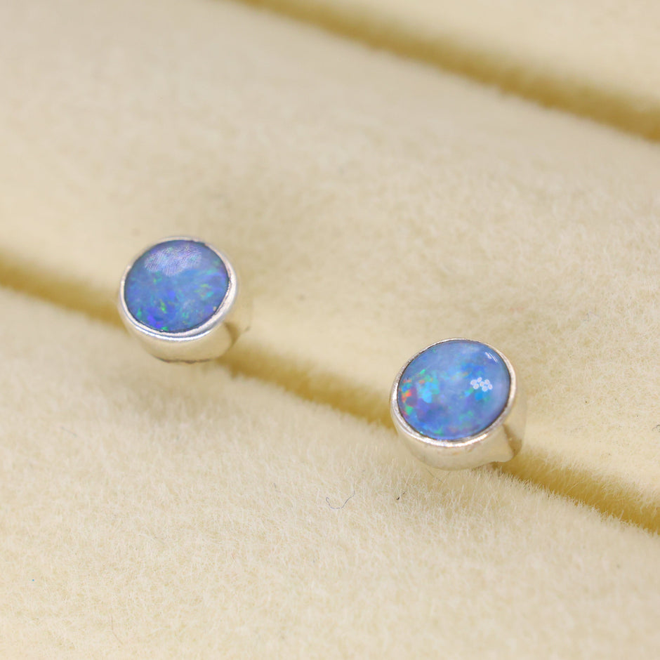 Azelie Opal Stud Earrings in 925 Sterling Silver by MOA - view 2