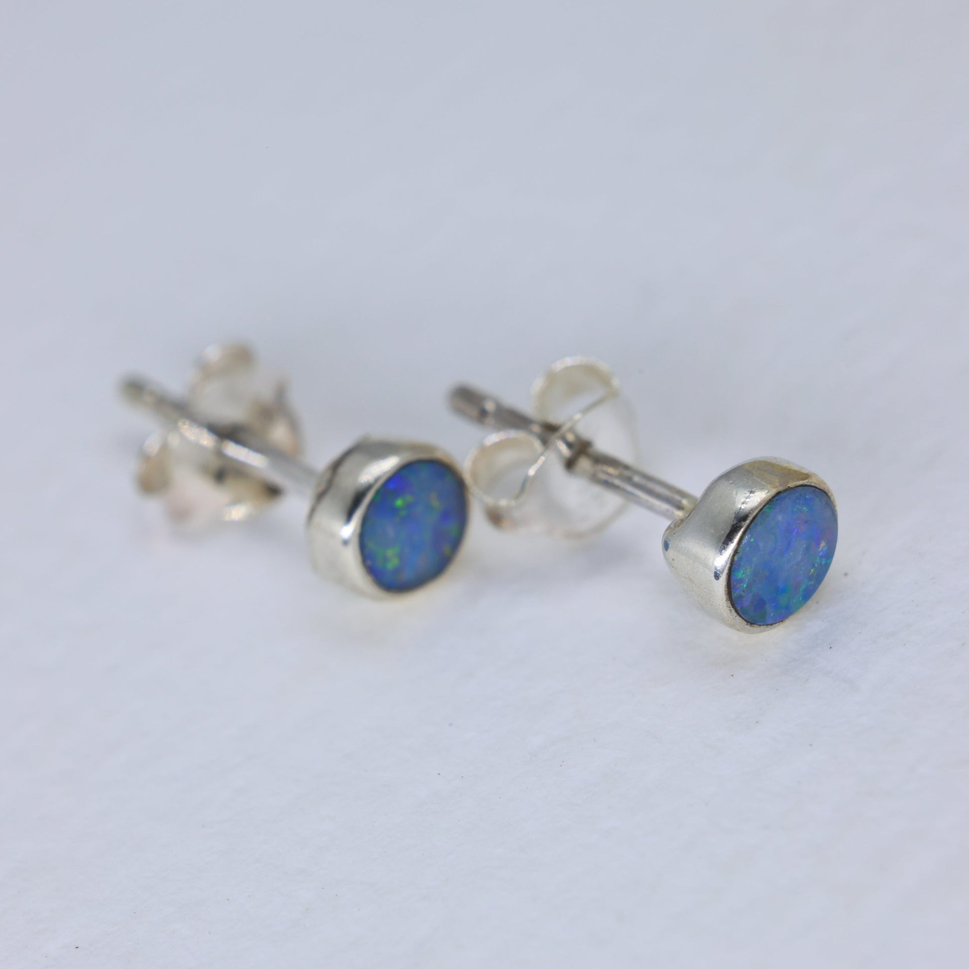 Azelie Opal Stud Earrings in 925 Sterling Silver by MOA - view 3