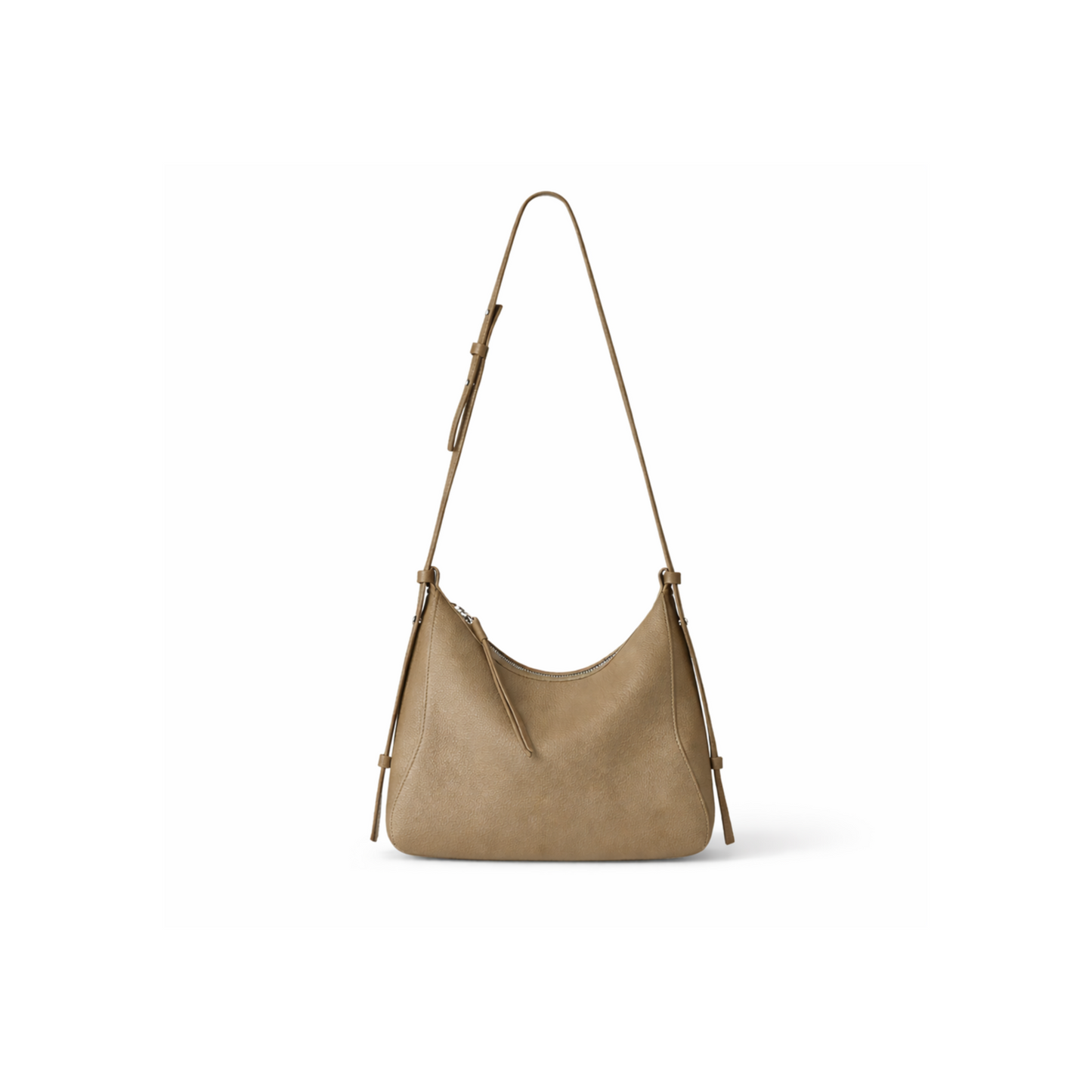 Soline Leather Crescent Bag in Étoupe