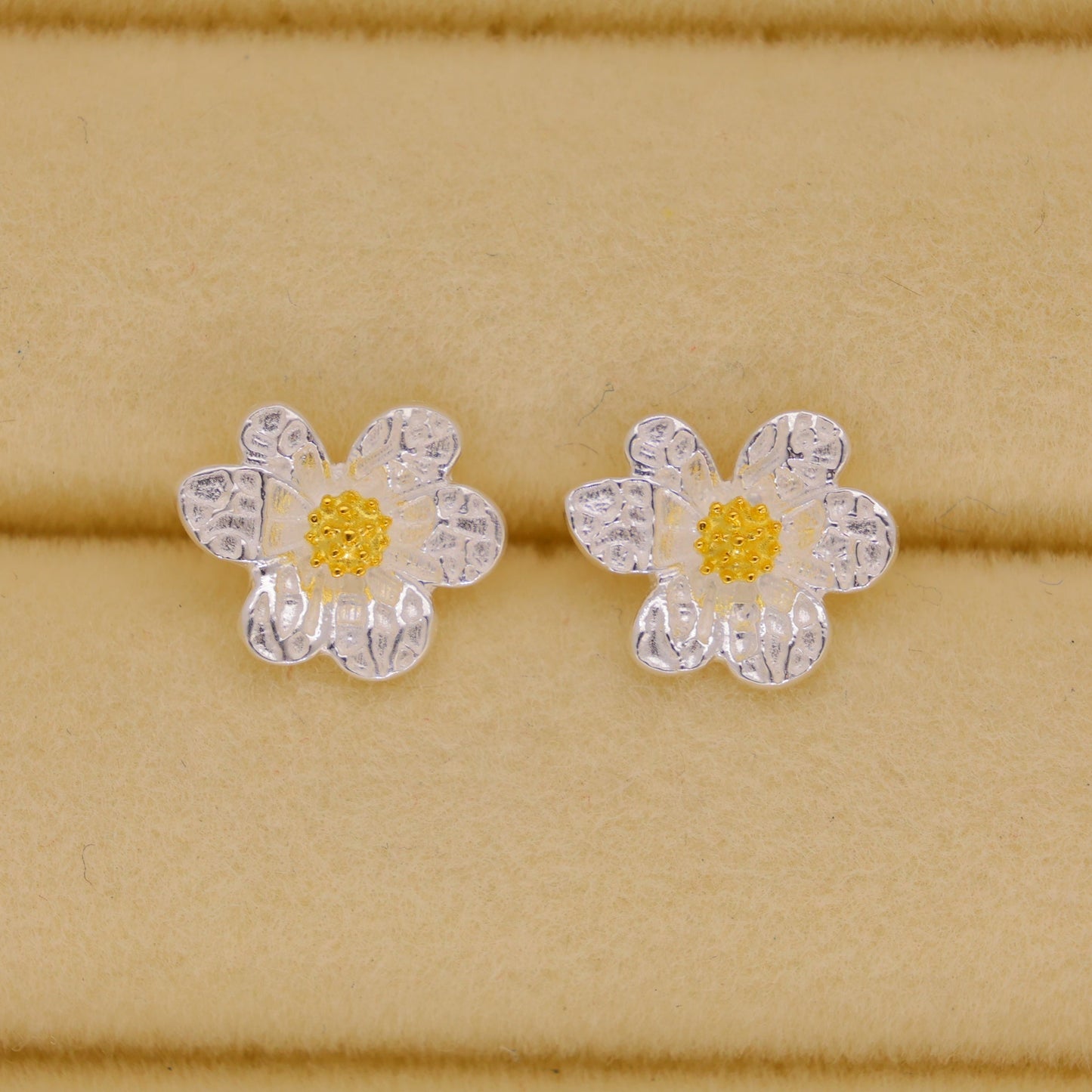 Beline Daisy Stud Earrings in 18K Gold over 925 Silver by MOA - view 2