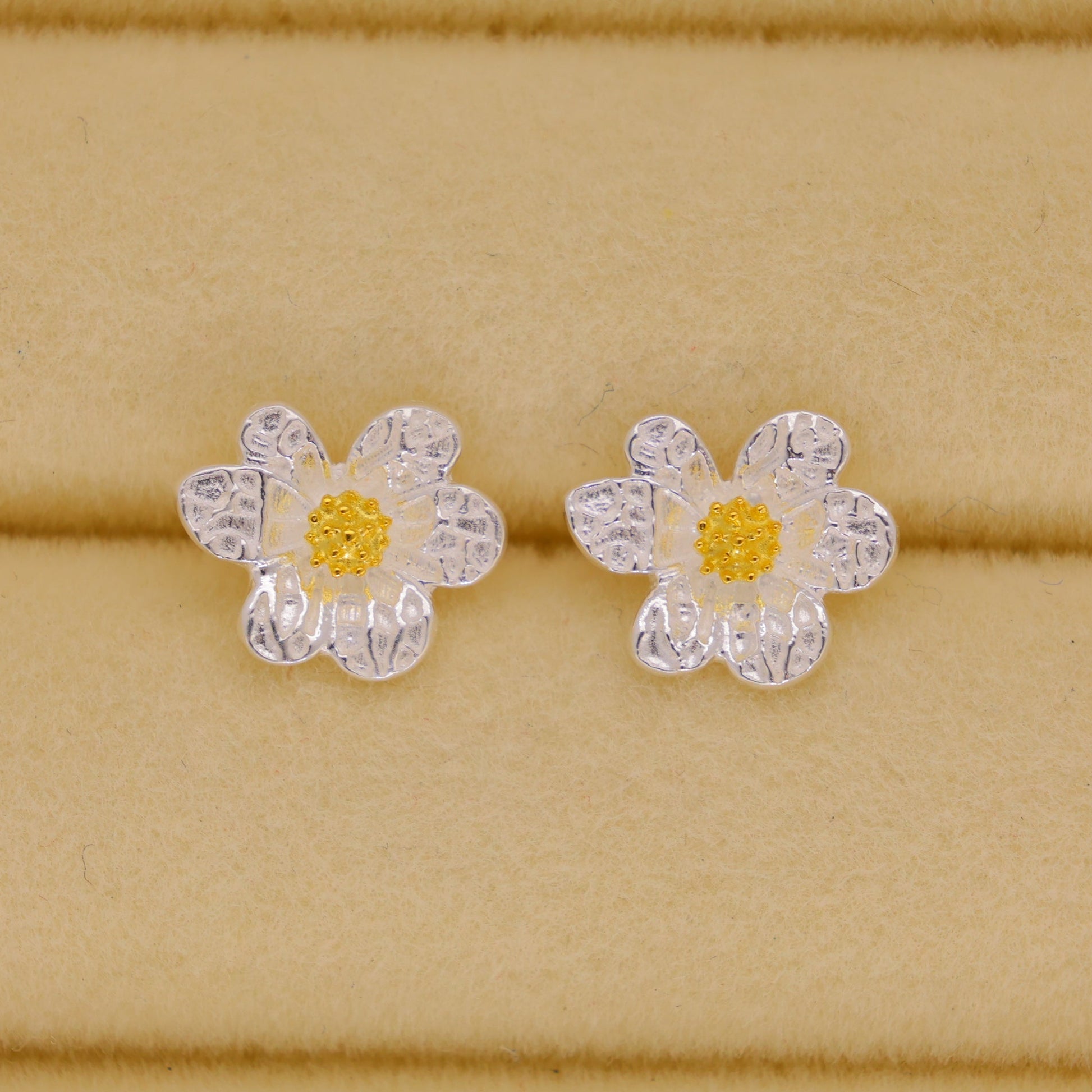 Beline Daisy Stud Earrings in 18K Gold over 925 Silver by MOA - view 2