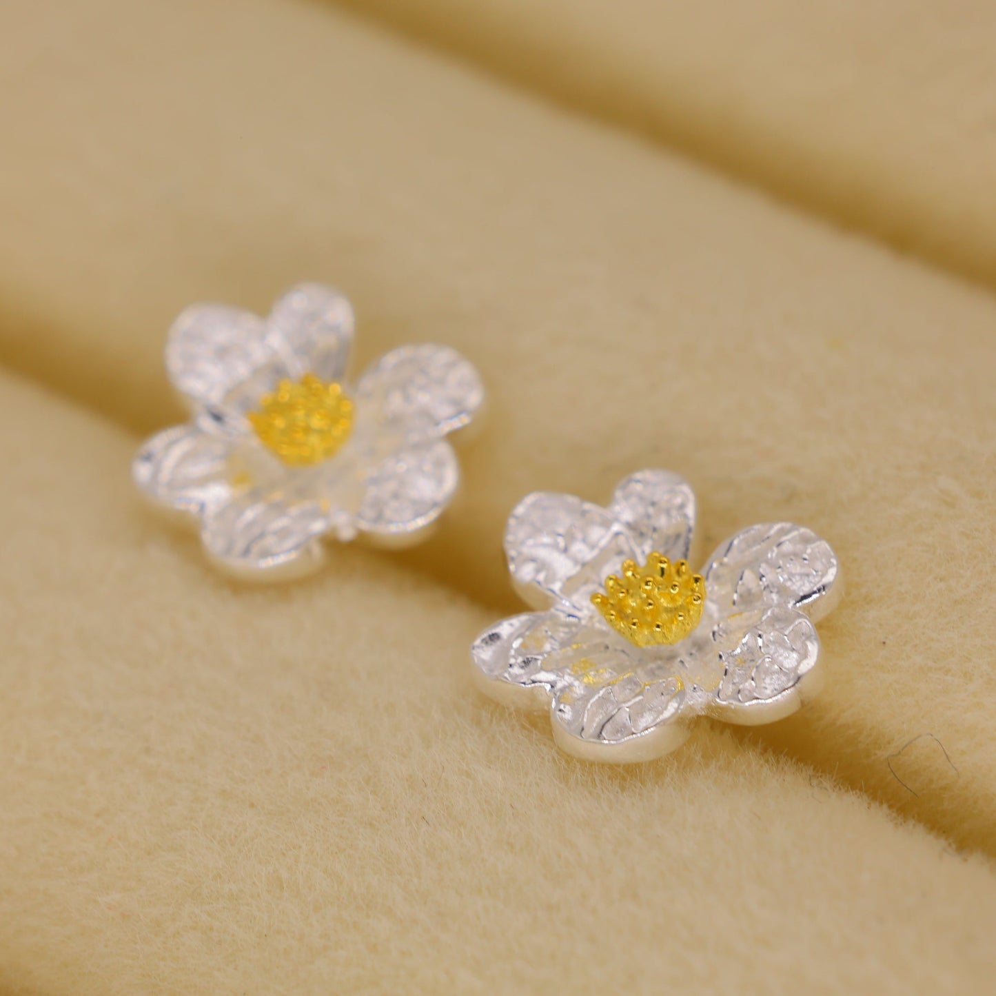 Beline Daisy Stud Earrings in 18K Gold over 925 Silver by MOA - view 3
