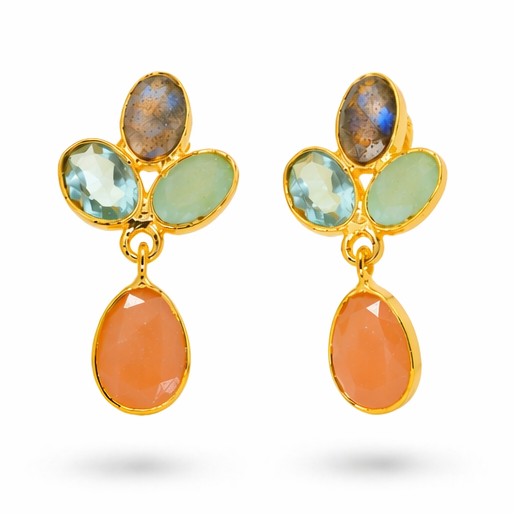 Bouquet Multi-Stone Drop Earrings in Gold Vermeil by MOA - view 1