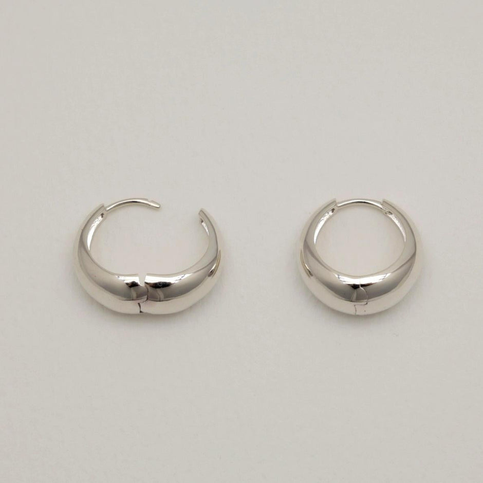 Brynn Dome Huggie Earrings in 925 Sterling Silver by MOA - view 2