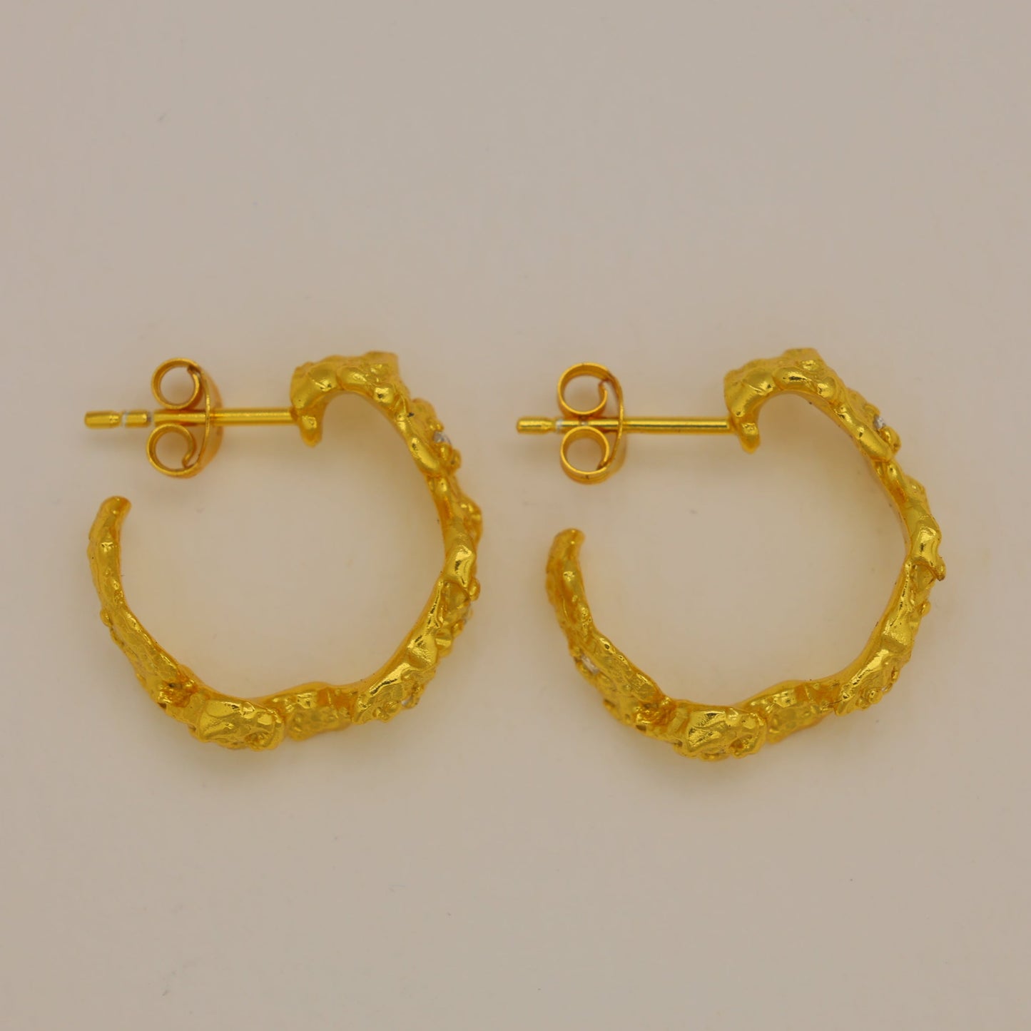 Caelia Textured Hoop Earrings in 18K Gold over 925 Silver by MOA - view 2