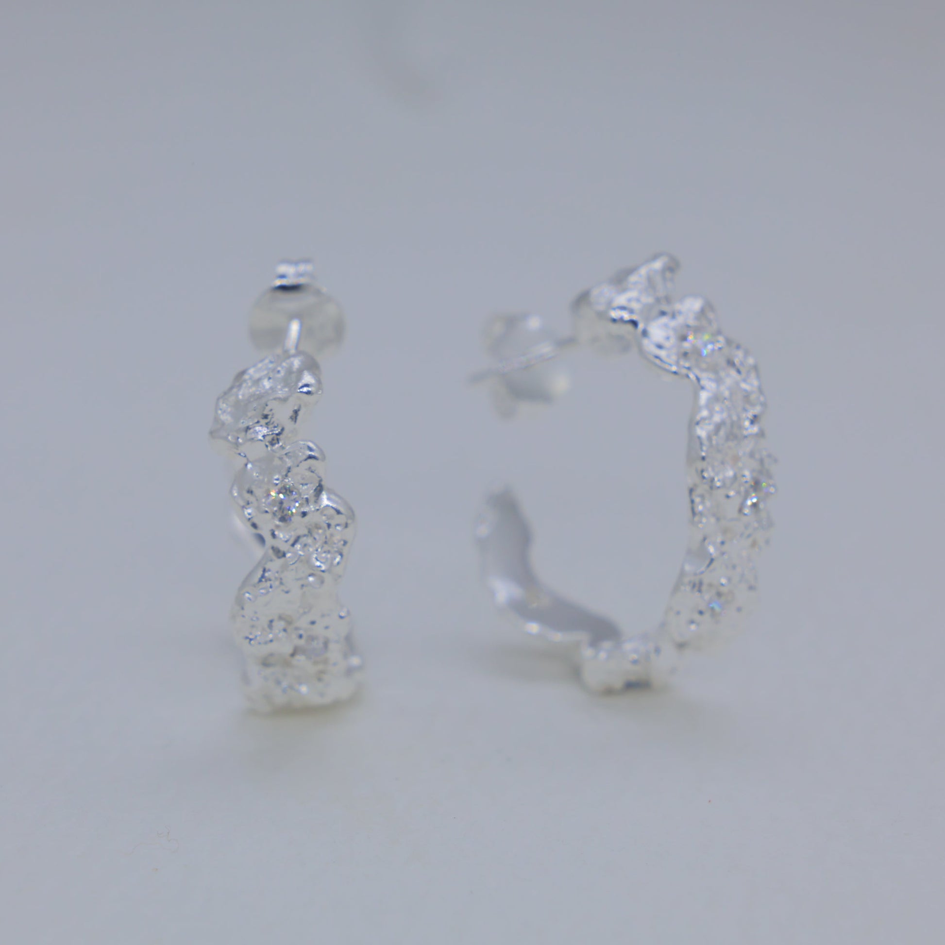 Caelia Textured Hoop Earrings in 925 Sterling Silver by MOA - view 1