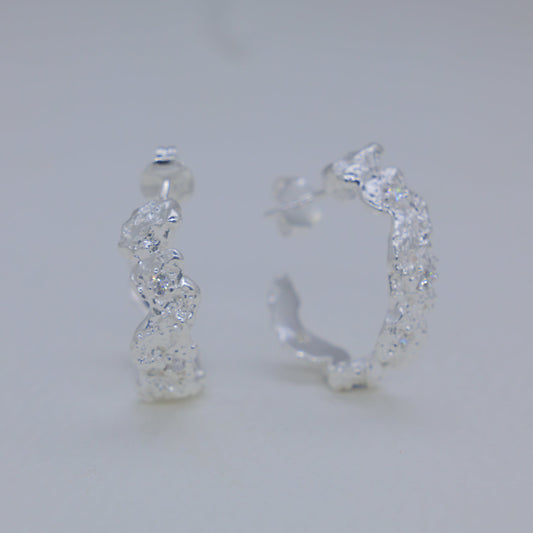 Caelia Textured Hoop Earrings in 925 Sterling Silver by MOA - view 1